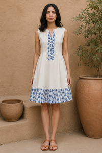 Blue Bloom Tie-Back Dress