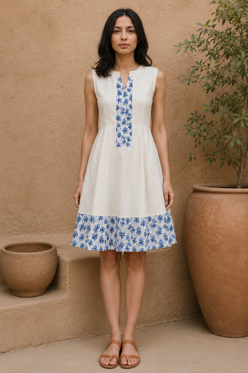 Blue Bloom Tie-Back Dress