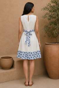 Blue Bloom Tie-Back Dress