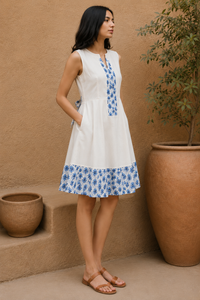 Blue Bloom Tie-Back Dress