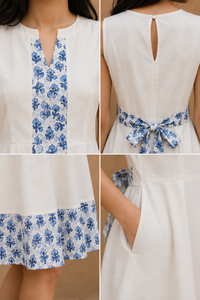 Blue Bloom Tie-Back Dress